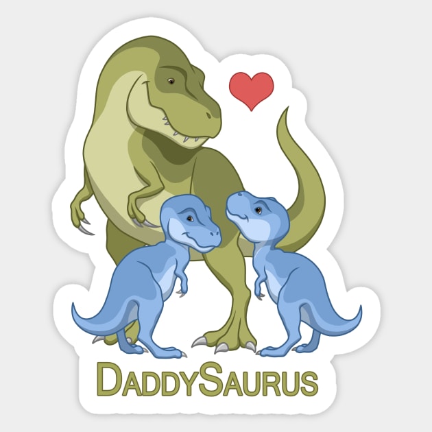 DaddySaurus T-Rex Father & Twin Baby Boy Dinosaurs Sticker by csforest